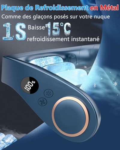 Kouric Neck Fan with Cooling Plate,Mini Portable Air Conditioner Rechargeable USB Flipless & Handsfree,Neck Warmer Fan Air Cooler,Gift for Kid Adults