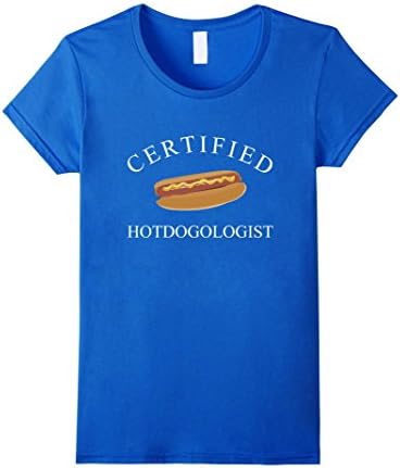 Womens Certified Hotdogologist Hot Dog T-Shirt Medium Royal Blue