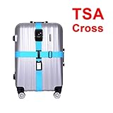 BlueCosto (Blue, Cross) TSA Lock Long Luggage Straps Suitcase Travel Belt 800079-BLU