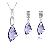 Mondaynoon Valentine's Day Gift Moon Breeze Angel Swarovski Element Crystal Jewelry Set Women's Necklace and Earrings for Elegant Mom Girl