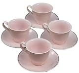 Princes Pink Pattern Child's Size Tea Party Fine Demi Tea Cups And Saucers - Set of Four