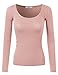 Doublju Womens Basic Sexy Deep Round Neck T-Shirt (Made In USA)