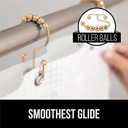 Gorilla Grip Shower Curtain Hooks, Stainless Steel Rust Resistant Easy Glide Rings, Set of 12