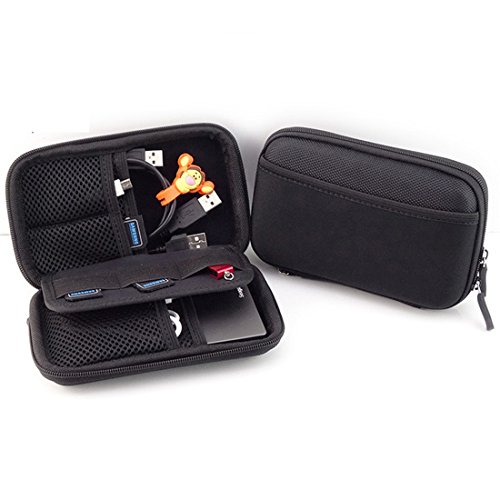 liangdongshop 2.5" Portable EVA Hard Drive Carrying Case USB Cable Memory Card Charger HDD Pouch(Black)