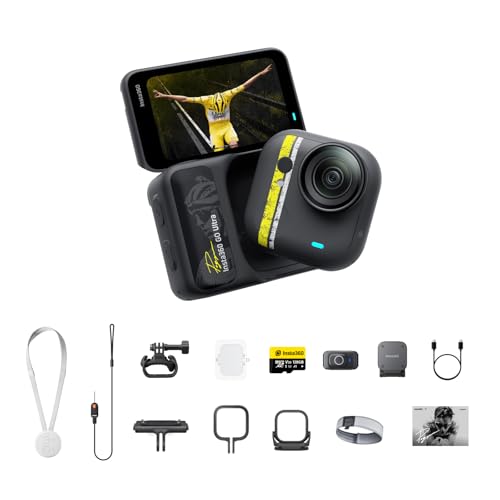 Insta360 GO Ultra Tadej Pogačar-Edition – Kleine 4K Vlogging-Kamera, Freihändig, POV-Kamera, 1/1,28"-Sensor, 53 g leicht, 156° FOV, 200 min Akkulaufze