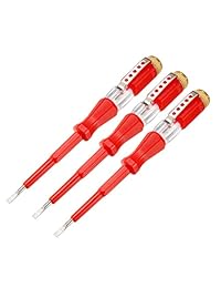 uxcell   Destornillador para probador de voltaje, pantalla de tubo neón, lápiz de prueba de circuito ranurado, para electricistas, prueba de cables eléctricos, enchufe, interruptor, 2 unidades