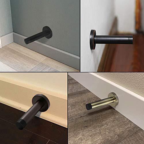 Orhemus Decorative Door Stoppers - 3.5 Inch 304 Stainless Steel Heavy Duty Door Stops with Rubber Tip Bumper for Wall and Door Protection Sound Dampening 2 Pack Matte Black - Thumbnail 7