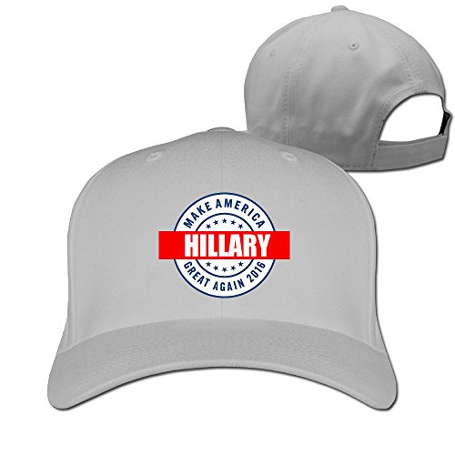 Unisex Hillary Make America Great Again Adjustable Snapback Baseball Cap 100%cotton Ash One Size
