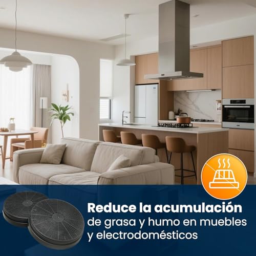 2PCS Carbon Charcoal Filter, Active Carbon Charcoal Odour & Grease Filters, Charcoal Filters for Cooker Hood, Replacement for Extractor Vent Fan, Easy Installation, Round Shape
