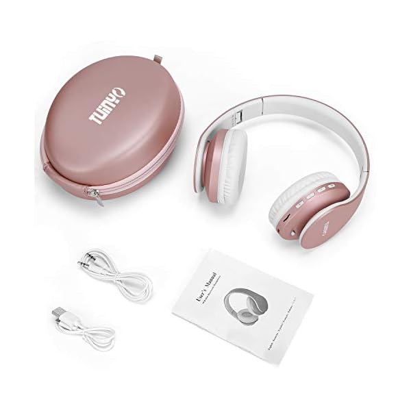 Bluetooth-HeadphonesTuinyo-Wireless-Headphones-Over-Ear-with-Microphone-Foldable-Lightweight-Stereo-Wireless-Headset-for-Travel-Work-TV-PC-Cellphone-Rose-Gold TUINYO Bluetooth Headphones, Wireless Headphones Over Ear with Microphone, Foldable & Lightweight Stereo Wireless…