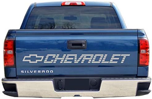 Matte Gold Chevrolet Decal for Chevy Trucks Tailgate or Windshield Sticker (Silver/Grey)