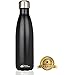 Modern Innovations 17 Ounce Stainless Steel Water Bottles, Vacuum Insulated Double Walled Leak Proof Sports Water Bottle, 1 Pack, Black