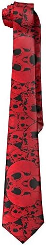 Red Fire Sugar Skull Men's Tie Long Necktie Skinny Neckwear Silk