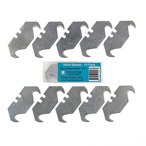 Hook Blade 10 Pack Utility Knife Hooked Razor Blades Ten Super Sharp Refill Blades in