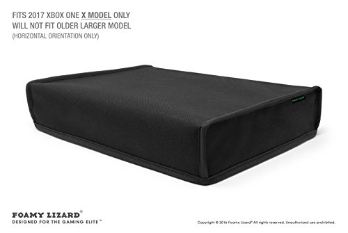 Xbox One X Dust Cover by Foamy Lizard - THE ORIGINAL MADE IN U.S.A. TexoShield (TM) premium ultra fine soft velvet lining nylon dust guard with back cable port (Horizontal)