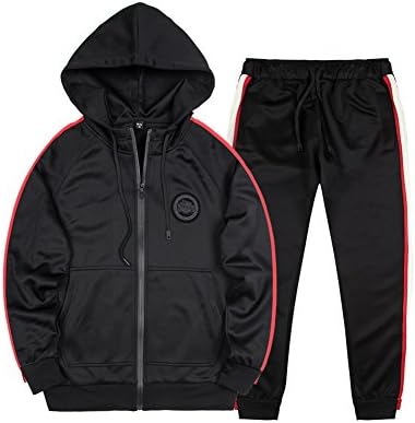Men's Hooded Athletic Tracksuit Full Zip Casual Jogging Gym Sweat Suits
