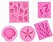 Seashell Silicone Fondant Mold Big Sea Shells Chocolate Candy Starfish Hippocampus Coral Mold For ocean Theme Wedding Birthday Party Cake (5PCS)