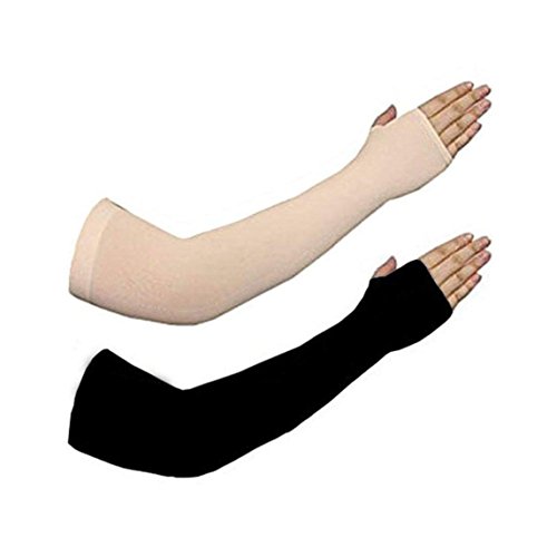 Zoom Lasya Driving Gloves Full Hand arm sleeves Gloves for Women and Men for Driving, Biking, Cycling, Hiking & Sports, UV Protection, Dust, Pollution and sunburn sunlight protection. Arm Sleeves (Black) (Black and Skin)