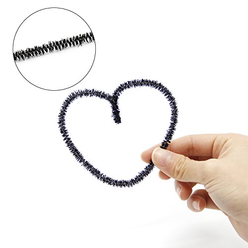 WIWAPLEX 200pcs 12" X 6mm Glitter Tinsel Creative Arts Chenille Stems Sparkle Pipe Cleaners for DIY Craft Projects (Black) - Thumbnail 4