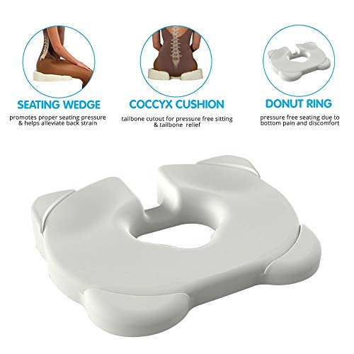 Kabooti Donut Seat Cushion, 3in1 Design with Center Cutout for