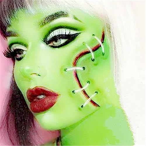Go Ho 6 Colors Green Face Body Paint,Cream Washable Formula Face Painting for Adults Children Halloween Cosplay,Body Paint FX Makeup Palette,Professional Costumes Face Paint Green Makeup
