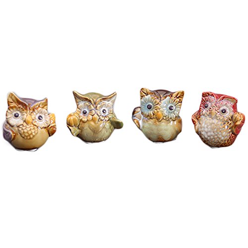 WAIT FLY Cute Owl Shape Ceramics Animals Decor Accessories Knick Knacks Ornaments for Home Best Gift for Friends