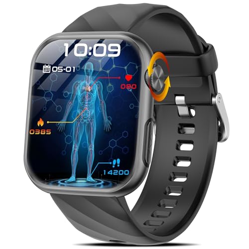 2026 Smartwatch Uomo Donna ECG/Pressione Sanguigna/Cardiofrequenzimetro/Sonno/Acido Urico/Temperatura Corporea/BMI/HRV/Emozioni/Fatica, 1,97" AMOLED Salute Orologio Fitness con Chiamate/Pulsante SOS