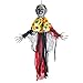 Halloween Haunters 3 Foot Hanging Scary Circus Clown Ghoul with Evil Red Flashing LED Eyes Prop Decoration - 1/3 Life-Size Scale Spooky Face, Red and Black - Fun Haunted House, Entryway Party Display