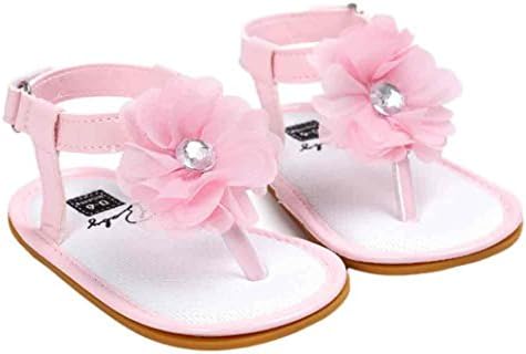Kenvenz Baby Girls Flower Pearl Soft Sole Princess Sandals First Walkers Crib Shoes (0~6 M, Pink)