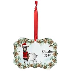 White Brown Pygmy Goat Christmas Ornament 2024