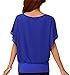 VIISHOW Women's Loose Casual Short Sleeve Chiffon Top T-Shirt Blouse Blue L