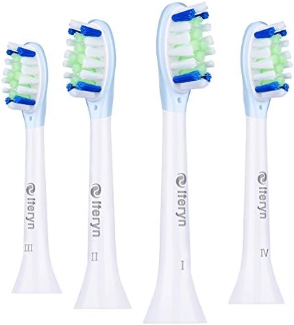 Iteryn Replacement Toothbrush Heads for Philips Sonicare Adaptive Clean HX9044/64 4-pack, fit DiamondClean Plaque Control Proresults Healthywhite Flexcare Gum Healthy Sonic Snap-on Brush Handles