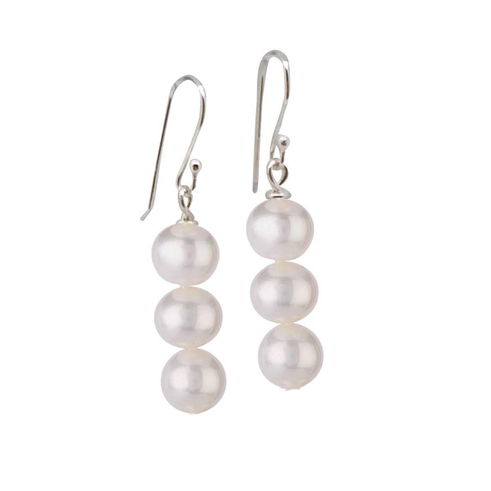 TreasureBay Handmade Natural Gemstone Dangle Drop Earrings For Women Girls Made with 925 Sterling Silver Hook (Freshwater Pearl)