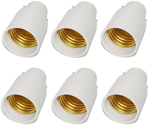 Superdealspro 6-Pack B22 to E27 LED Bulb Base Converter Halogen CFL Light Lamp Adapter Socket Change
