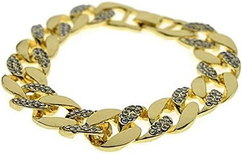 Mens Womens Cuban Chain Bracelet 8" Gold Filled Mirco Pace Iced Out Link