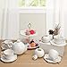 Porcelain Tea Cup and Saucer Coffee Cup Set and Dinnerware (Cup Set with Creamer, Sugar Pot & Cake Stand, Service for 4)