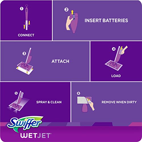 Swiffer WetJet Mop Starter Kit (1 Spray Mop, 5 Mopping Pads, 1 Floor