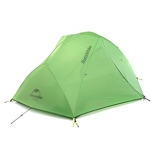 Naturehike 2 Person Camping Tent Outdoor Waterproof Tent Double-Layer (New Green (20D Silicon Fabric))