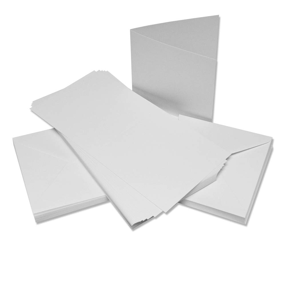 Craft UK W103 6 x 6 Inch Linen Card and Envelope Pack of 50 - White