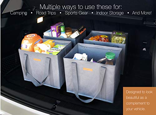 Reusable WASHABLE Grocery Shopping Cart Trolley Bags - set of 4 | Large, Durable, Collapsible Tote with Reinforced Sides and Bottoms (Navy Blue, 4) - Thumbnail 4