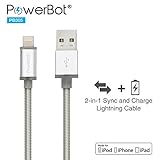 [MFi Apple Certified] PowerBot® PB305 Smart LED Lightning Sync & Charge USB Cable, High-Performance 2-in-1 Function, LED Light Charging Indicator, High-Quality Braided Cable Design