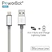 [MFi Apple Certified] PowerBot® PB305 Smart LED Lightning Sync & Charge USB Cable, High-Performance 2-in-1 Function, LED Light Charging Indicator, High-Quality Braided Cable Design