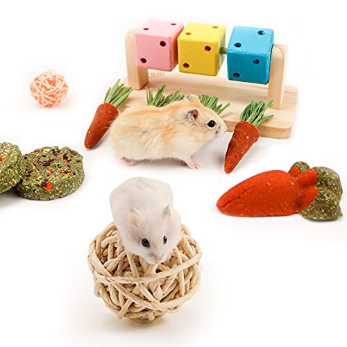 NA Ruisheng15 Pcs Rabbit Chew Toys, Natural Timothy Grass Teeth Grinding Cakes, Mixed Bunny Treats Different Flavor Chew Toys for Hamster Guinea Pig Chinchilla and Other Small Animals (H 01)