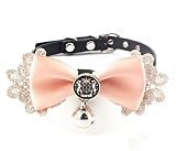 cocopet Luxury Handmade Bling Rhinestone Japanese Kimono Bow Tie Collar with Bell Necklace Jewelry for Small Doggie Cats Puppies Girl Costume Pink (XS) Pink
