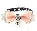 cocopet Luxury Handmade Bling Rhinestone Japanese Kimono Bow Tie Collar with Bell Necklace Jewelry for Small Doggie Cats Puppies Girl Costume Pink (XS) Pink primary