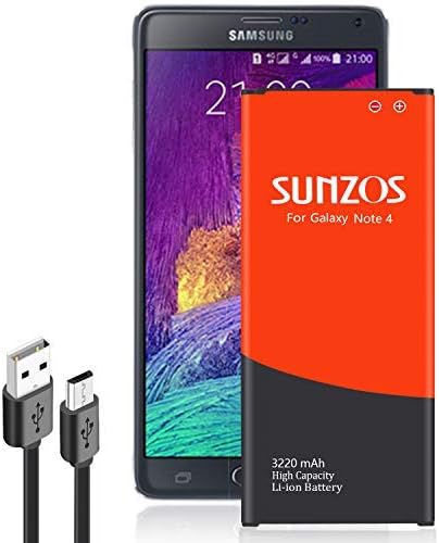 Galaxy Note 4 Battery, SUNZOS 3220mAh Li-ion Replacement Battery for Samsung Galaxy Note 4 N910, N910U LTE, N910V (Verizon), N910T (T-Mobile), N910A (at&T), N910P (Sprint) [3 Years Warranty]