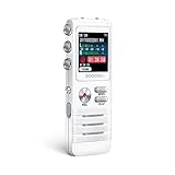 Voice Recorder - Noise Cancelling Audio Recorder - Packs 8GB Memory - Double Microphone for HD Sound Recording Metal Casing Dictaphone … (white)