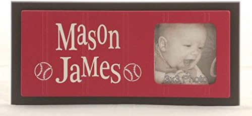 PERSONALIZED Name Picture Frames - Baseball Nursery - Baby Nursery - Brown and Red (as seen) or Select Your Colors - Customizable Picture Frame