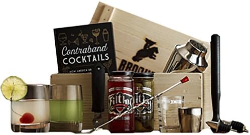 Mixed Drink Cocktail Kit (12 Piece Drink Set) - Comes in a Wooden Gift Crate - Cocktail Mixology Kit - Great Gift For Men
