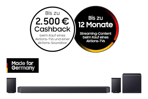 Samsung HW-Q995GF Q-Series 11.1.4-Kanal-Soundbar für Fernseher, Kabelloser 8"-Dual-Subwoofer, 4.0.2-Kanal-Rücklautsprecher, Kabelloses Dolby Atmos und DTS:X, SpaceFit Sound Pro, Q-Symphony 2